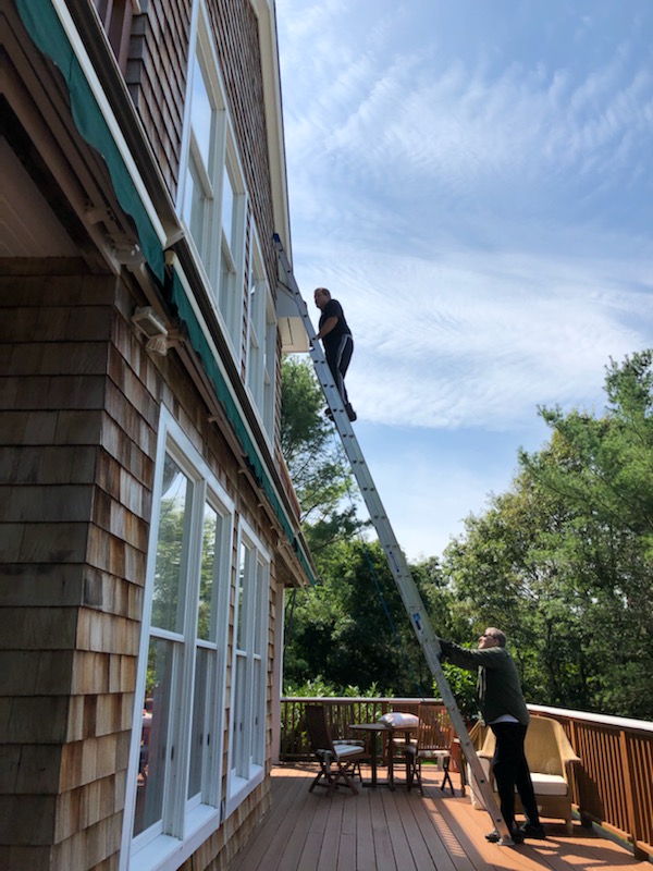 Lenny climbing up a ladder